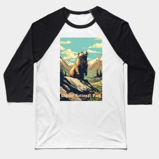 Glacier National Park Travel Poster Baseball T-Shirt